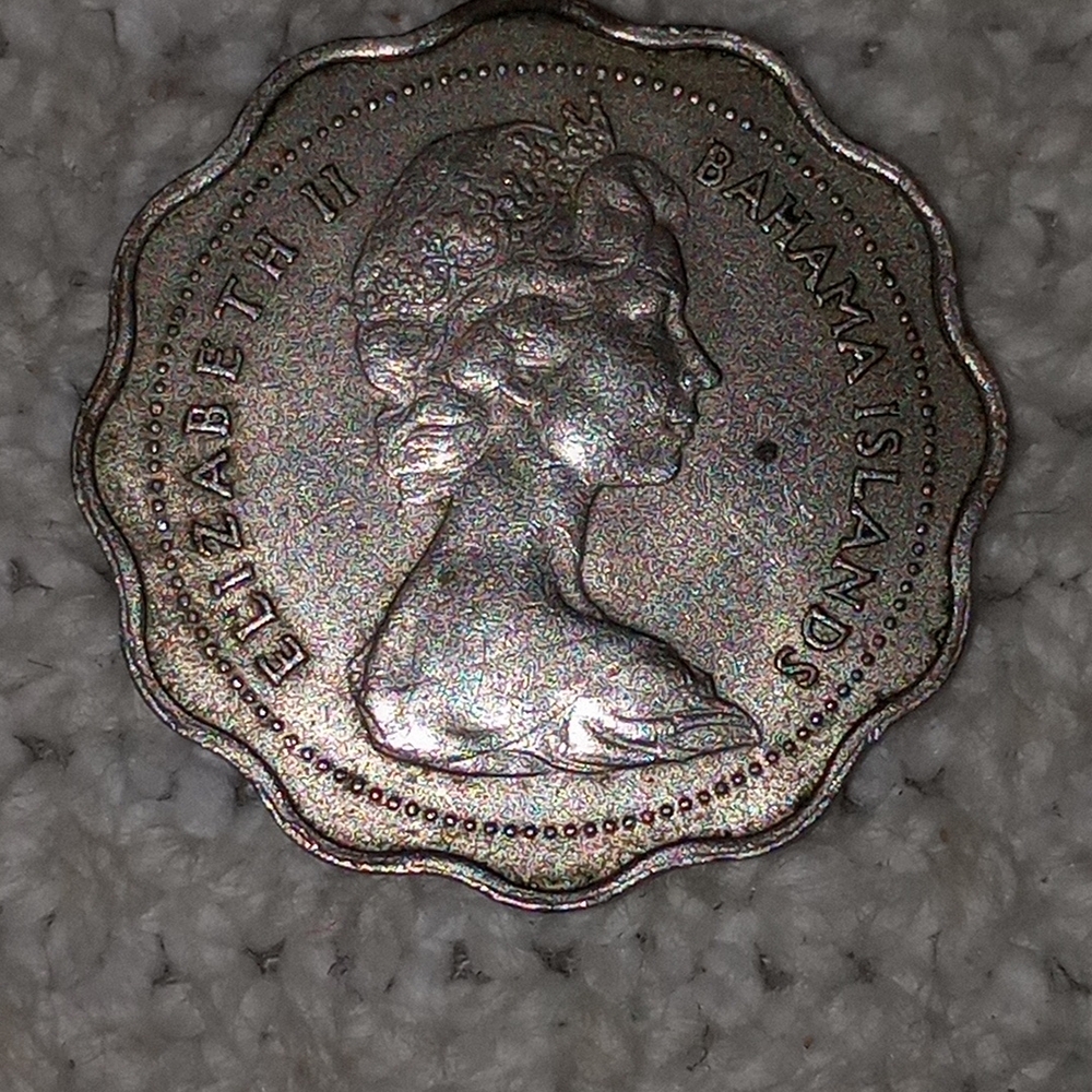 Antique Vintage 1966 Bahamas Islands Coin with Scalloped Edge